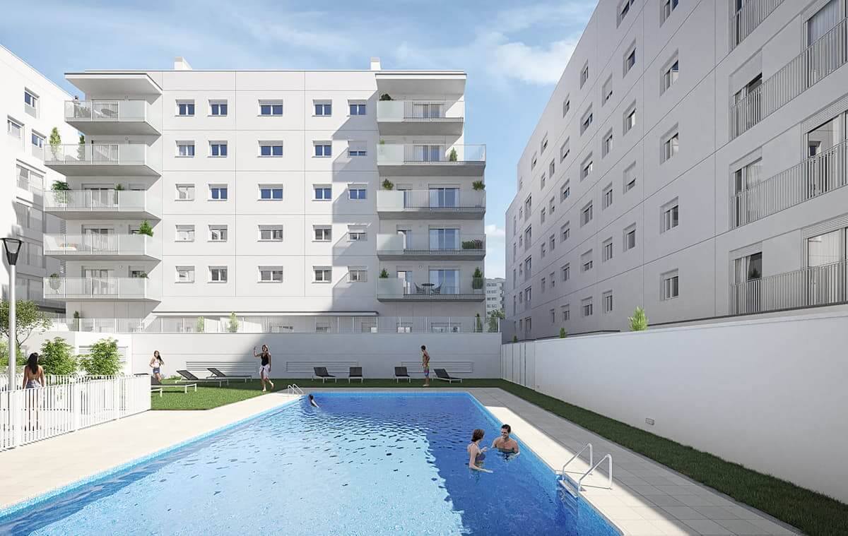 Viviendas obra nueva con piscina comunitaria en el centro de Sabadell