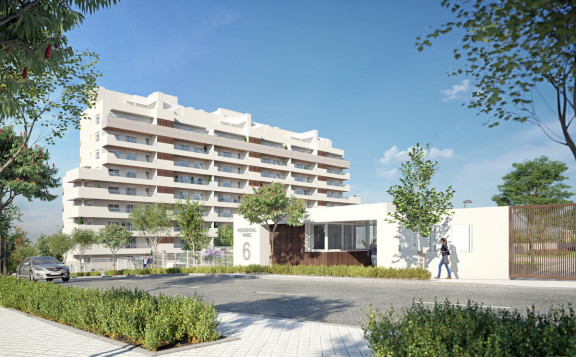 Entrada a los nuevos pisos en Tres Cantos