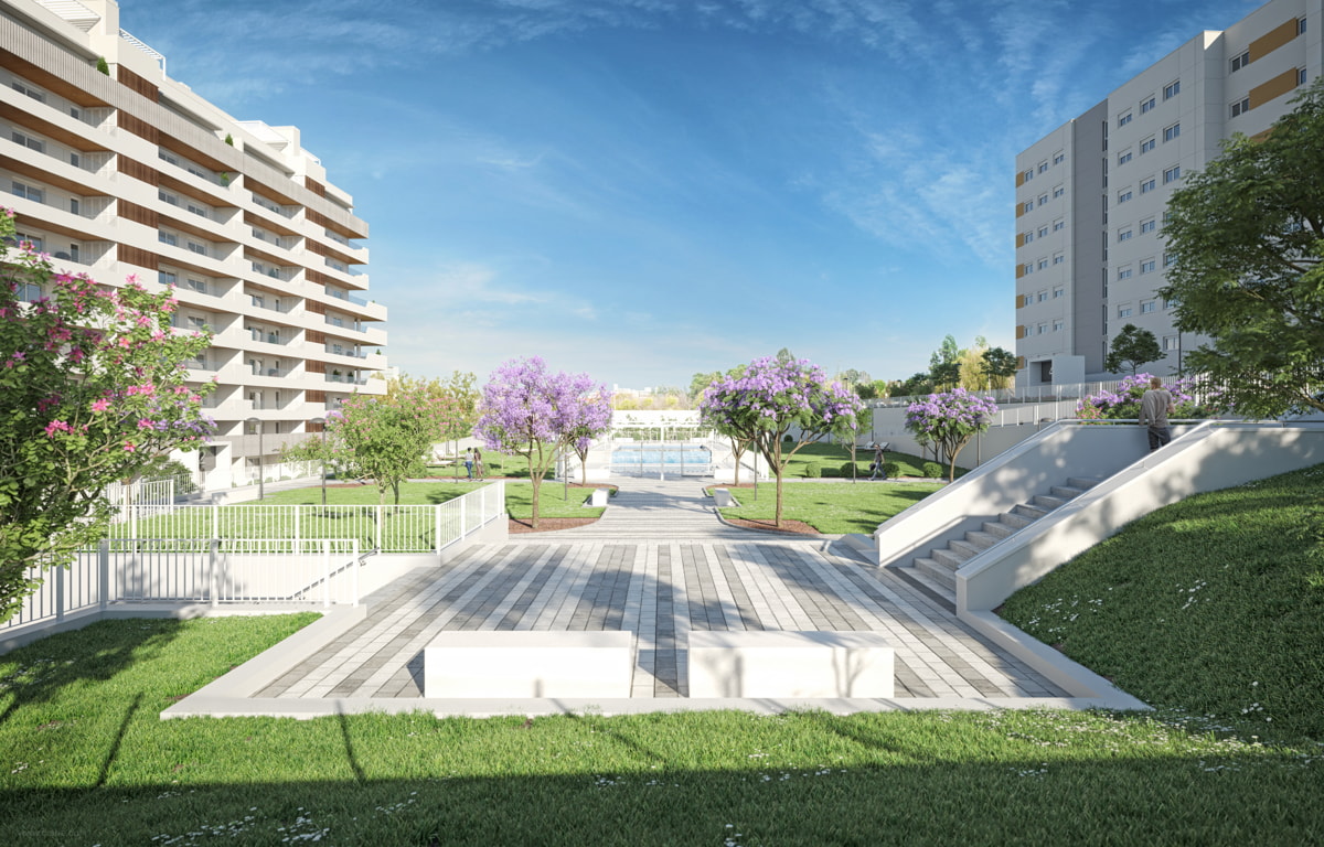 Residencial Pireo y sus amplias zonas comunes