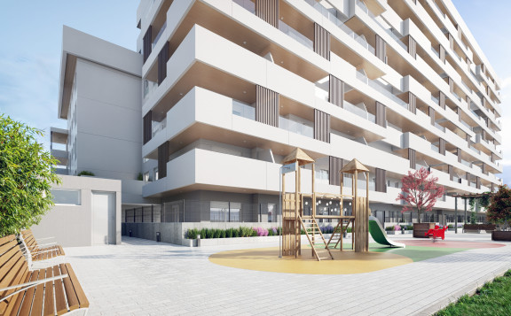 Terrazas vistas desde los juegos infantiles