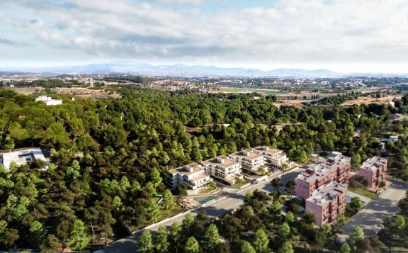 Vista aérea ubicación pisos nuevos en Rocafort, Valencia
