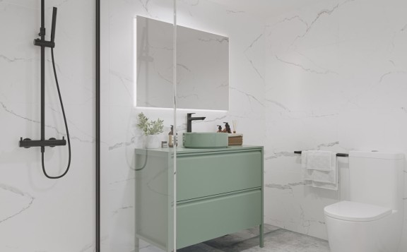 Baño principal pisos nuevos en la playa de Badalona