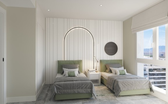 Dormitorio secundario de los pisos obra nueva en canal de Badalona