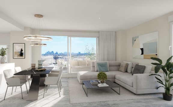 Amplios salones en pisos de obra nueva en el canal de Badalona