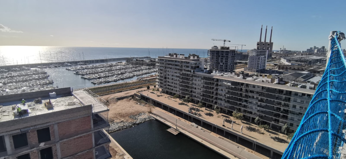 Estado obras Portum, en canal deportivo de Badalona febrero 2024