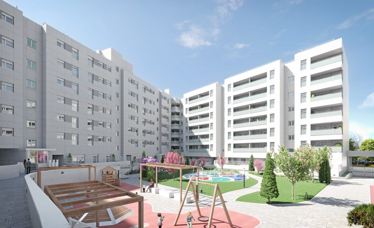 Nuevos pisos en Alcalá de Henares con Splashpark en las zonas comunes